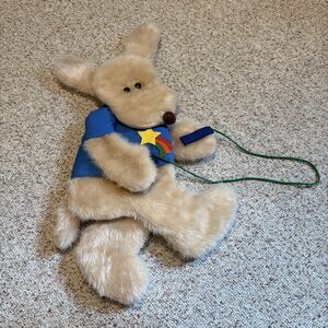 Vintage 1980 Wooltex Fabric Wall Hanging Puffy Dog Jump Rope Daycare Nursery